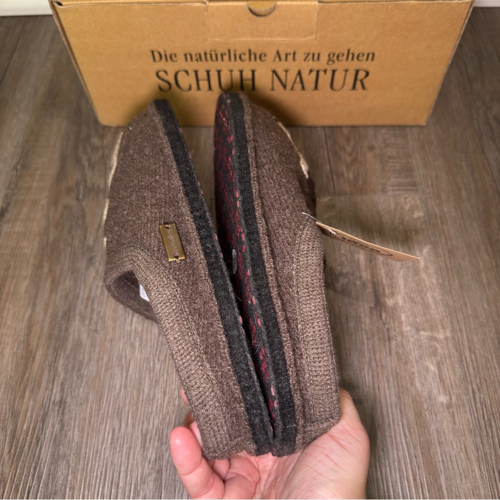 Haflinger AR Coffee Earth Brown Wool Slippers - Picture 5 of 10